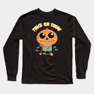 Trick or Treat Cute Pumpkin Boy Halloween Design Long Sleeve T-Shirt